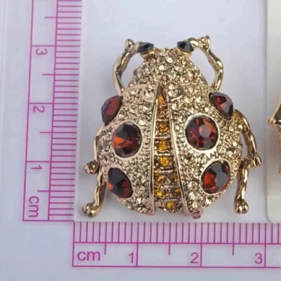 VQ Rhinestones Ladybug Brooch - Picture 4 of 7